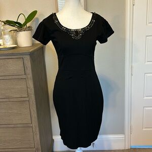 Laundry by Shelli Segal Little Black Beaded Collar Dress, Size 6